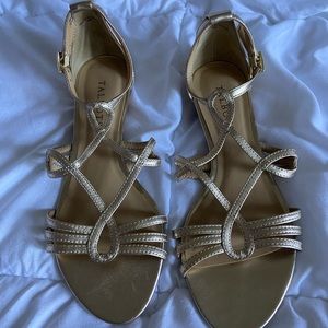 Talbots Gold Wedged Sandals W6